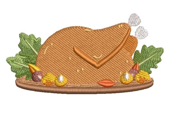 Roasted Thanksgiving Turkey on Platter Embroidery Design Review
